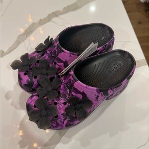 Crocs Iconic Purple Floral Platform Clogs